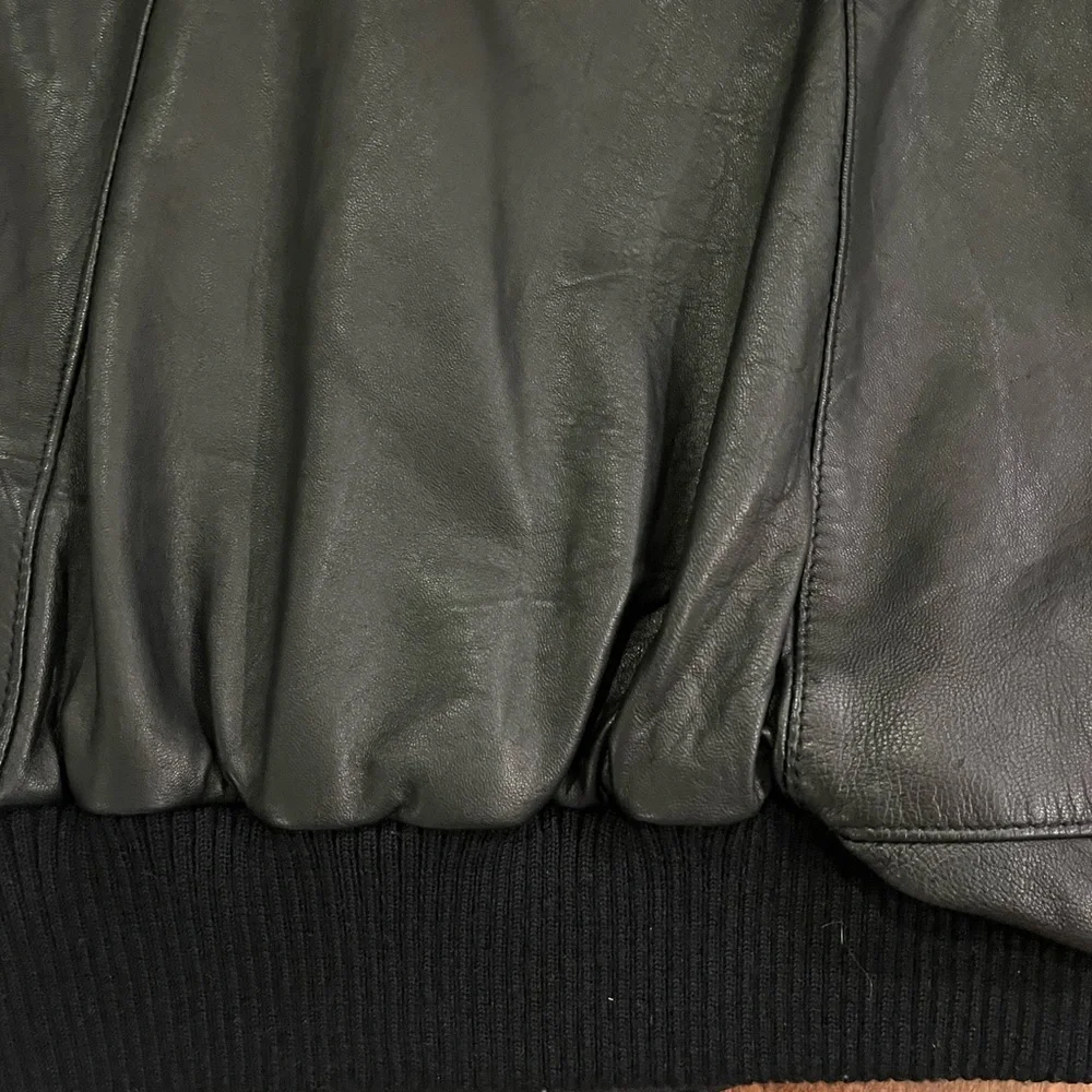 Vintage Michael Hoban North Beach Leather Black Cropped Bomber Jacket size XS - Picture 9 of 14